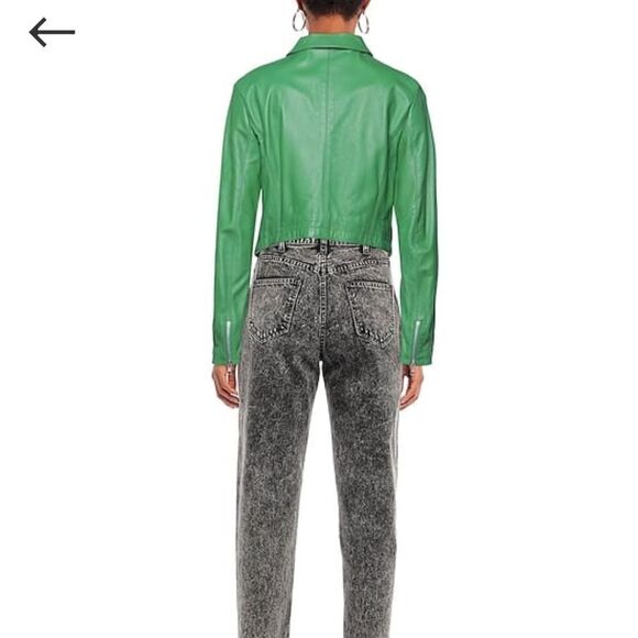 crop leather jacket, size marked 8, but actually between the sizes- 6/8 - Picture 2 of 12